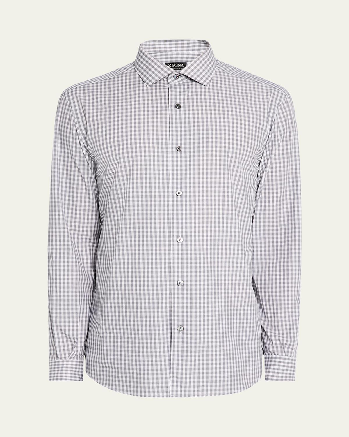 Mens Cotton Small Check Sport Shirt Product Image