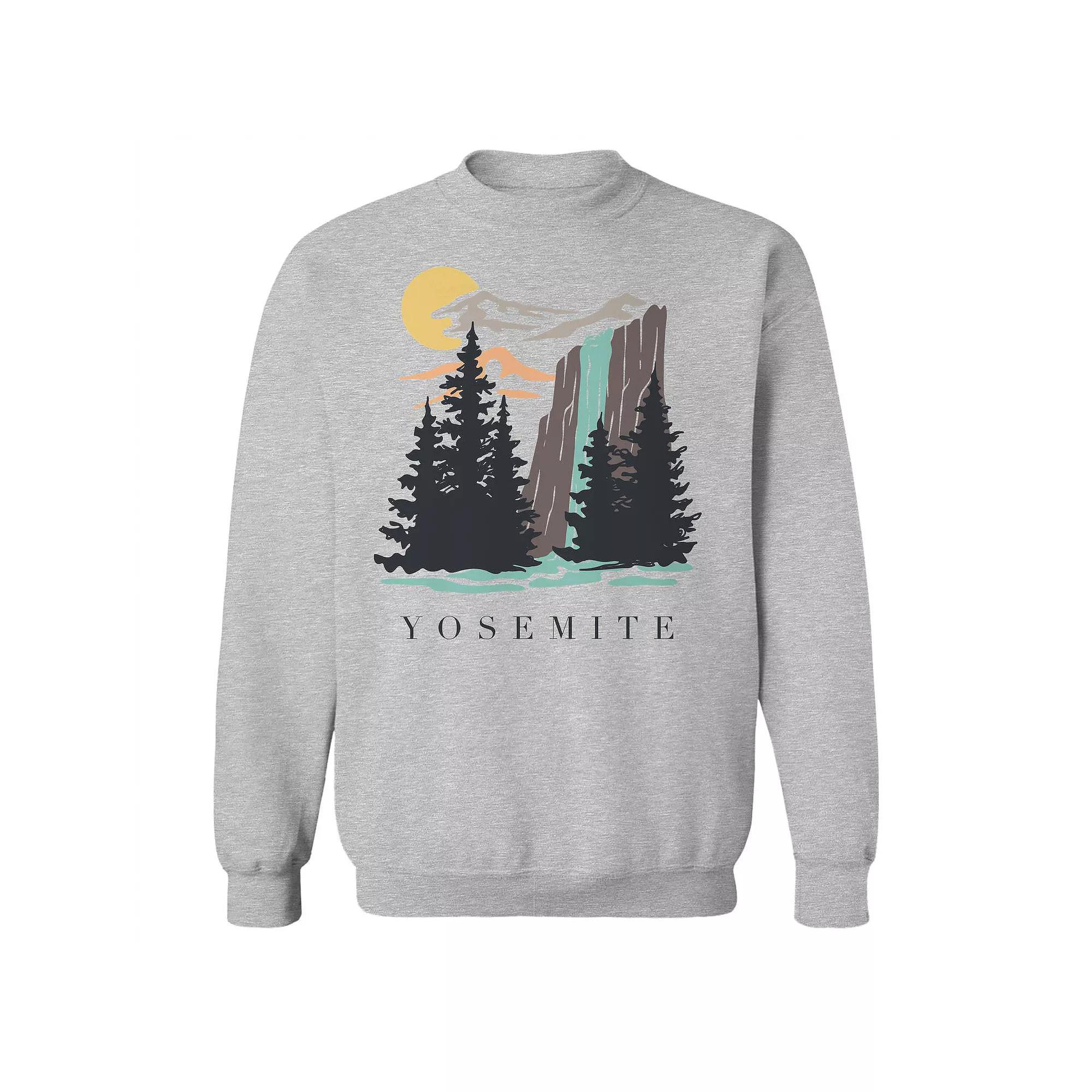 Junior's Yosemite Waterfall Graphic Fleece Sweatshirt, Women's, Size: Small, Sport Gray Product Image