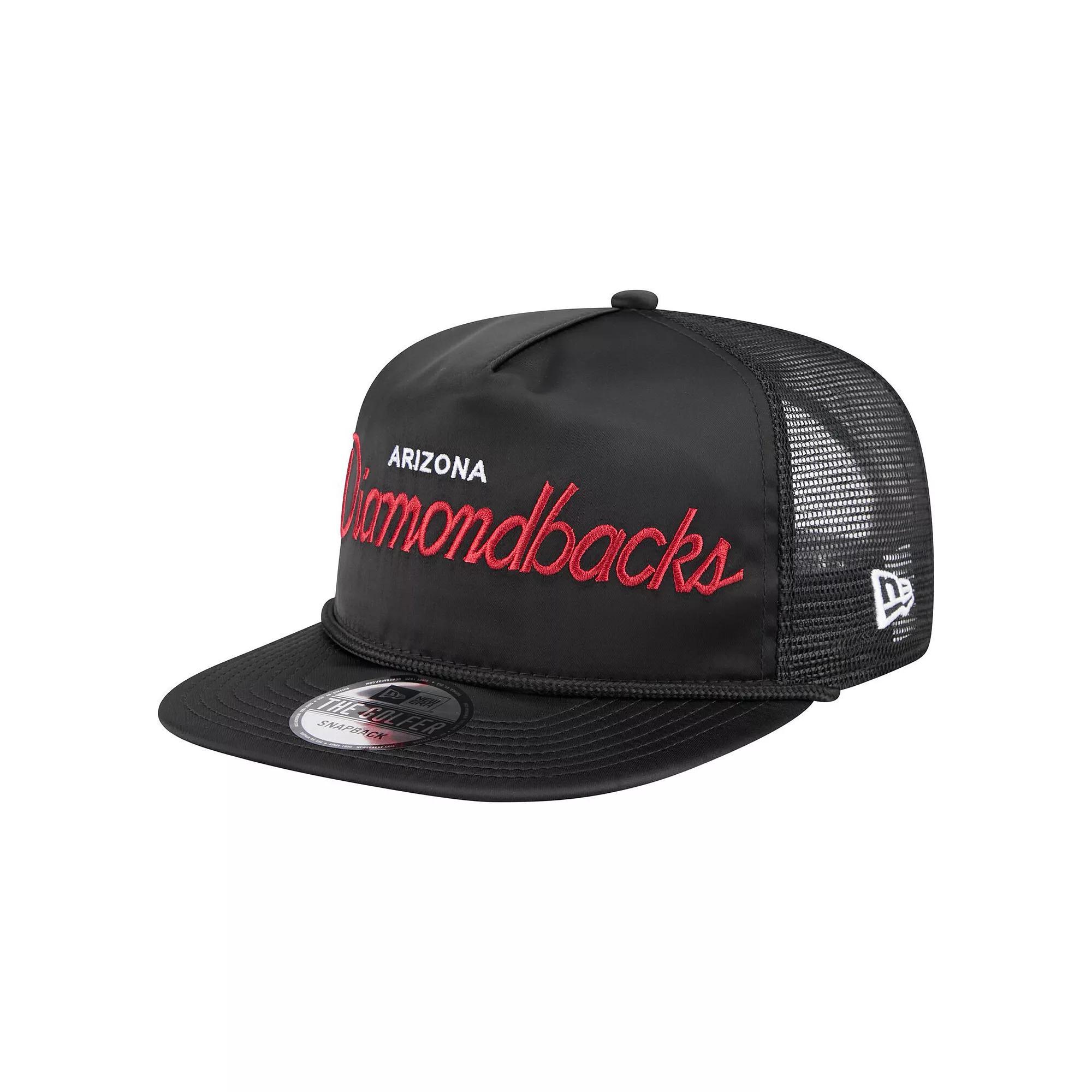 Men's New Era Black Arizona Diamondbacks Retro Satin Script Golfer Adjustable Hat Product Image