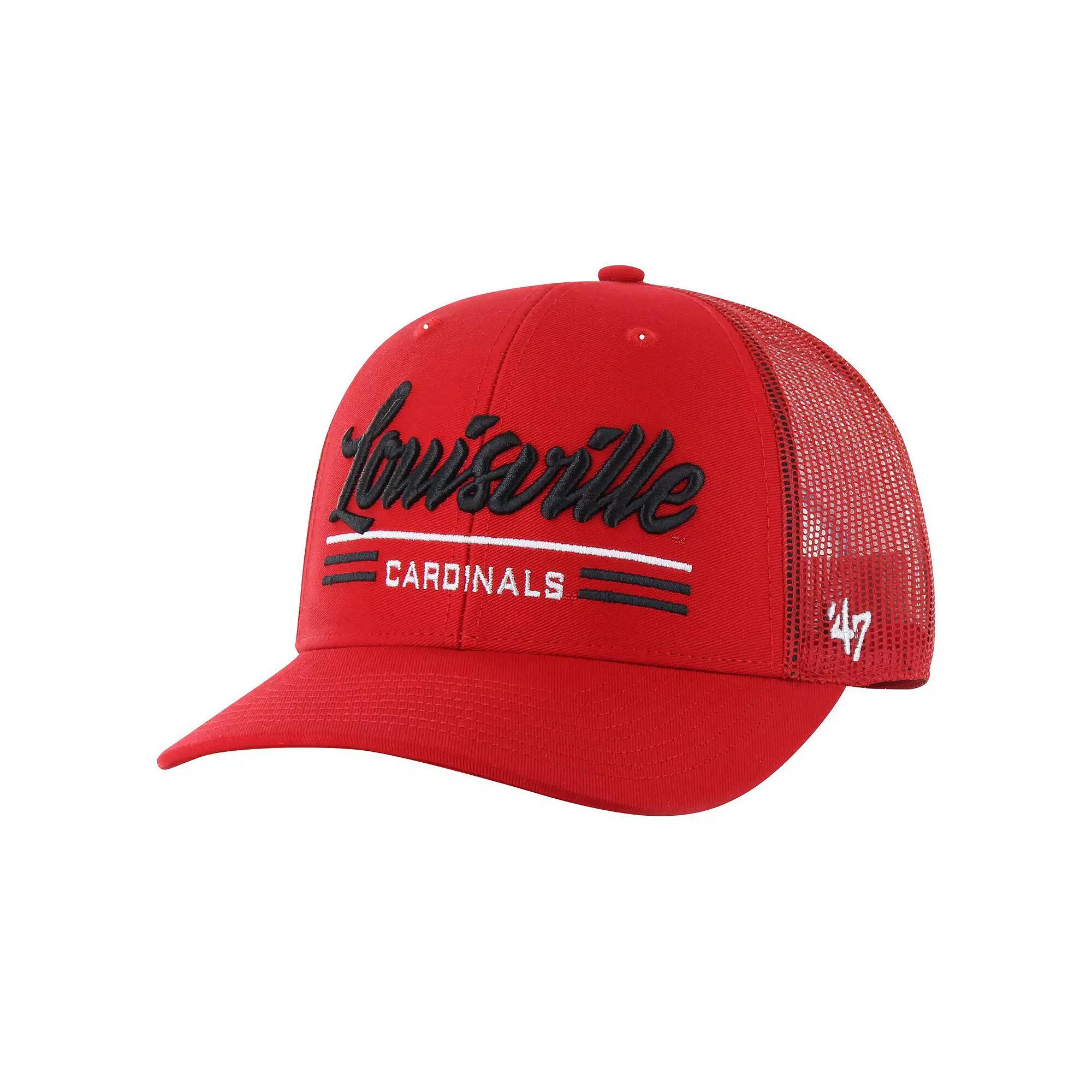Men's '47 Red Louisville Cardinals Garner Trucker Adjustable Hat Product Image