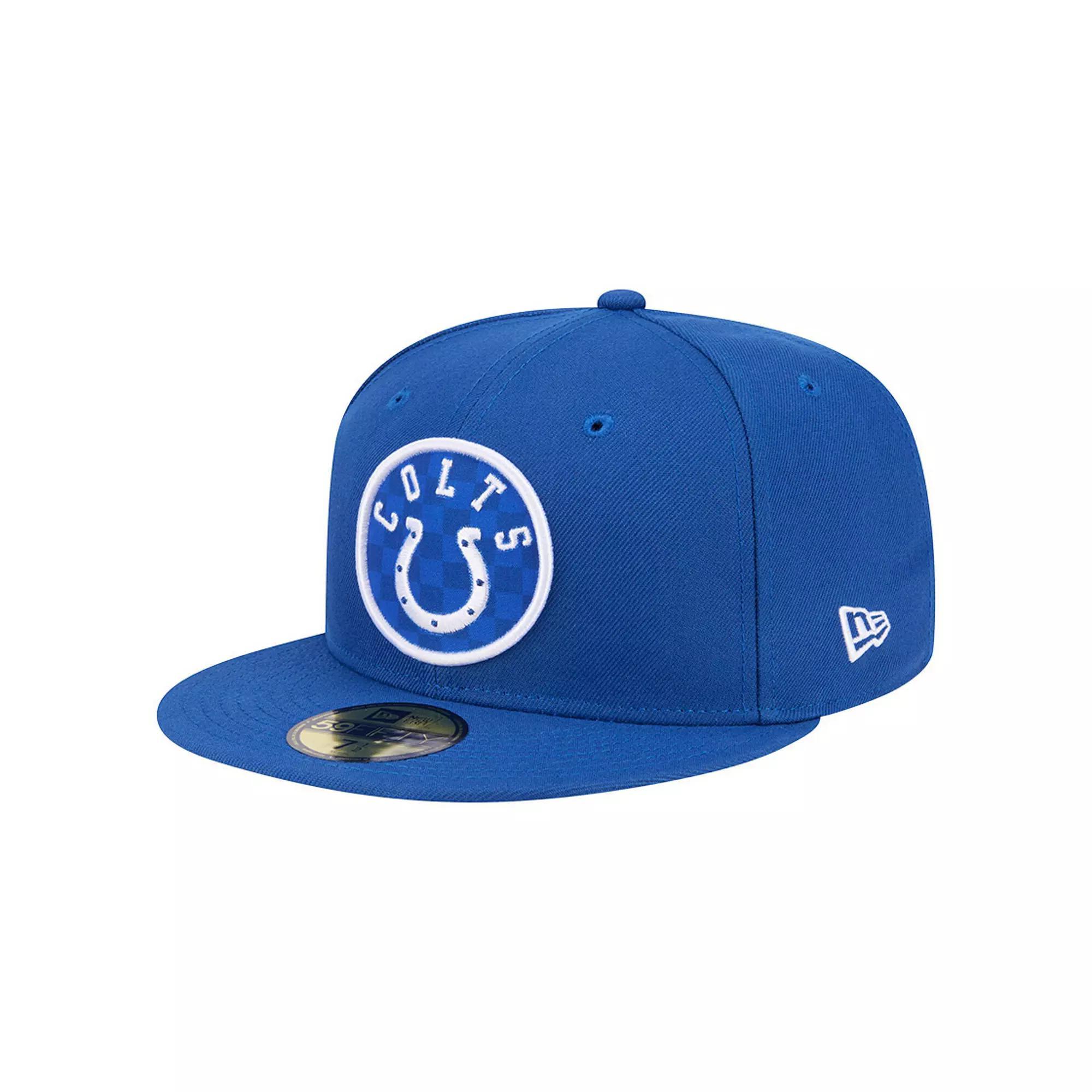 Men's New Era Royal Indianapolis Colts Checkered 59FIFTY Fitted Hat,  Product Image