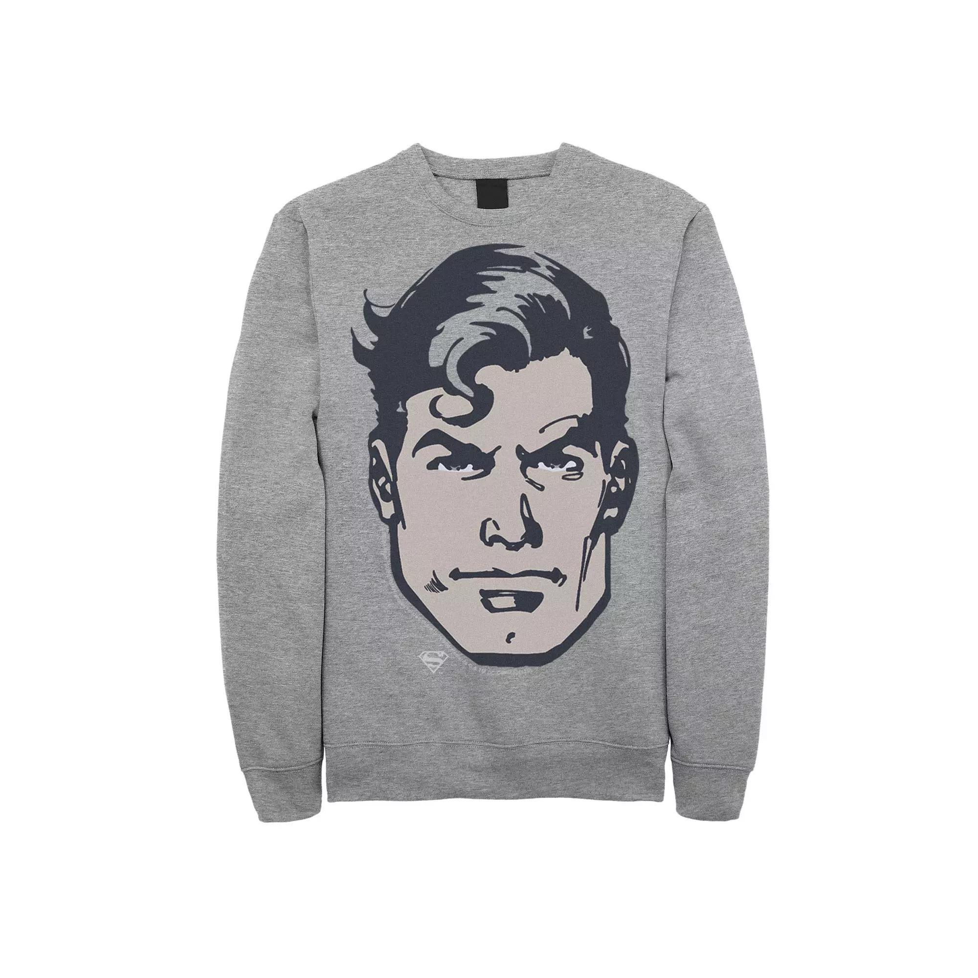 Men's DC Comics Superman Large Chest Portrait Graphic Fleece Pullover, Size: Small, Athletic Grey Product Image