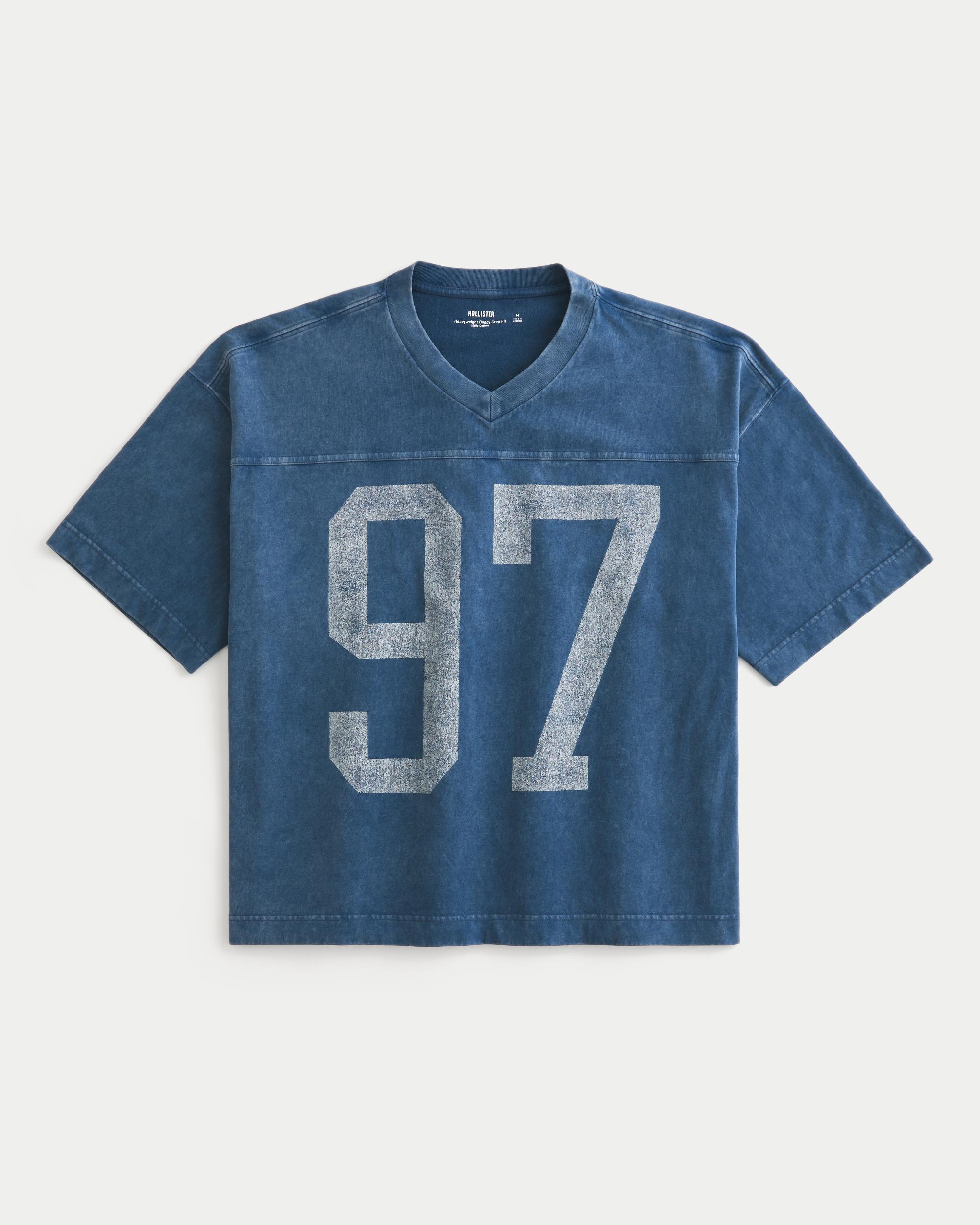 Heavyweight Baggy Crop Varsity Graphic Football Tee Product Image