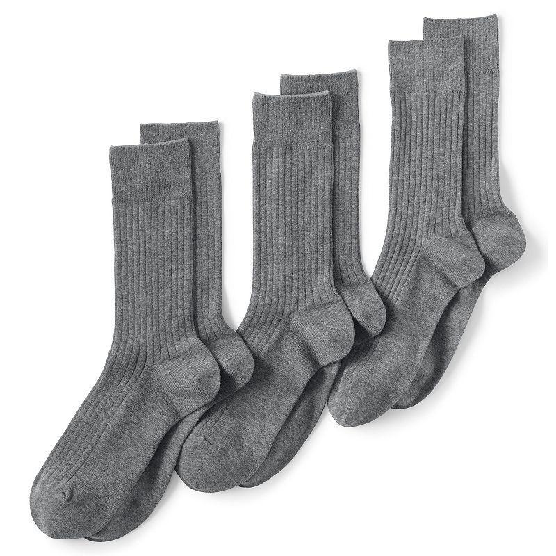 Men's Lands' End Seamless-Toe Cotton 3-Pack Dress Socks, Size: Large, Radiant Blue Product Image