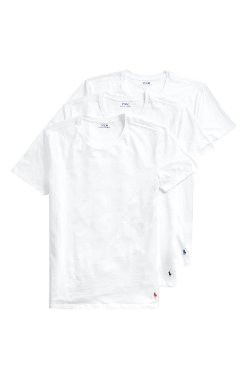 POLO RALPH LAUREN Men's Slim-fit Crewneck T-shirt 3-piece Set In White Product Image