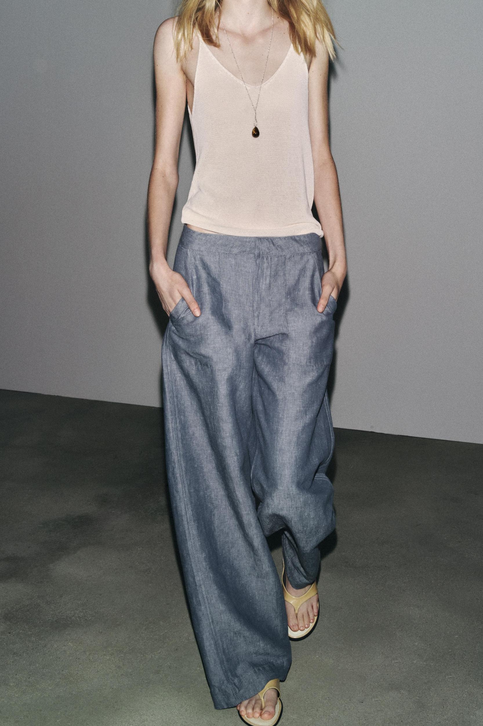 ZW COLLECTION WIDE LEG LINEN PANTS Product Image