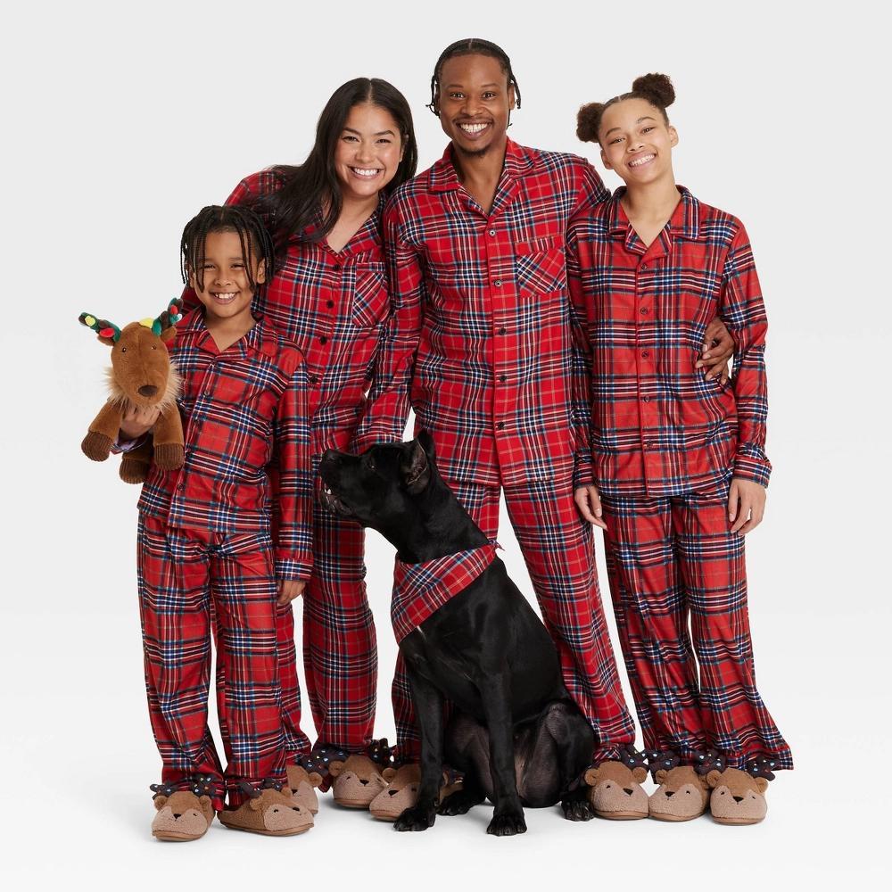 Men's Big & Tall Plaid Flannel Holiday Matching Family Pajama Set - Wondershop™ Red XLT Product Image