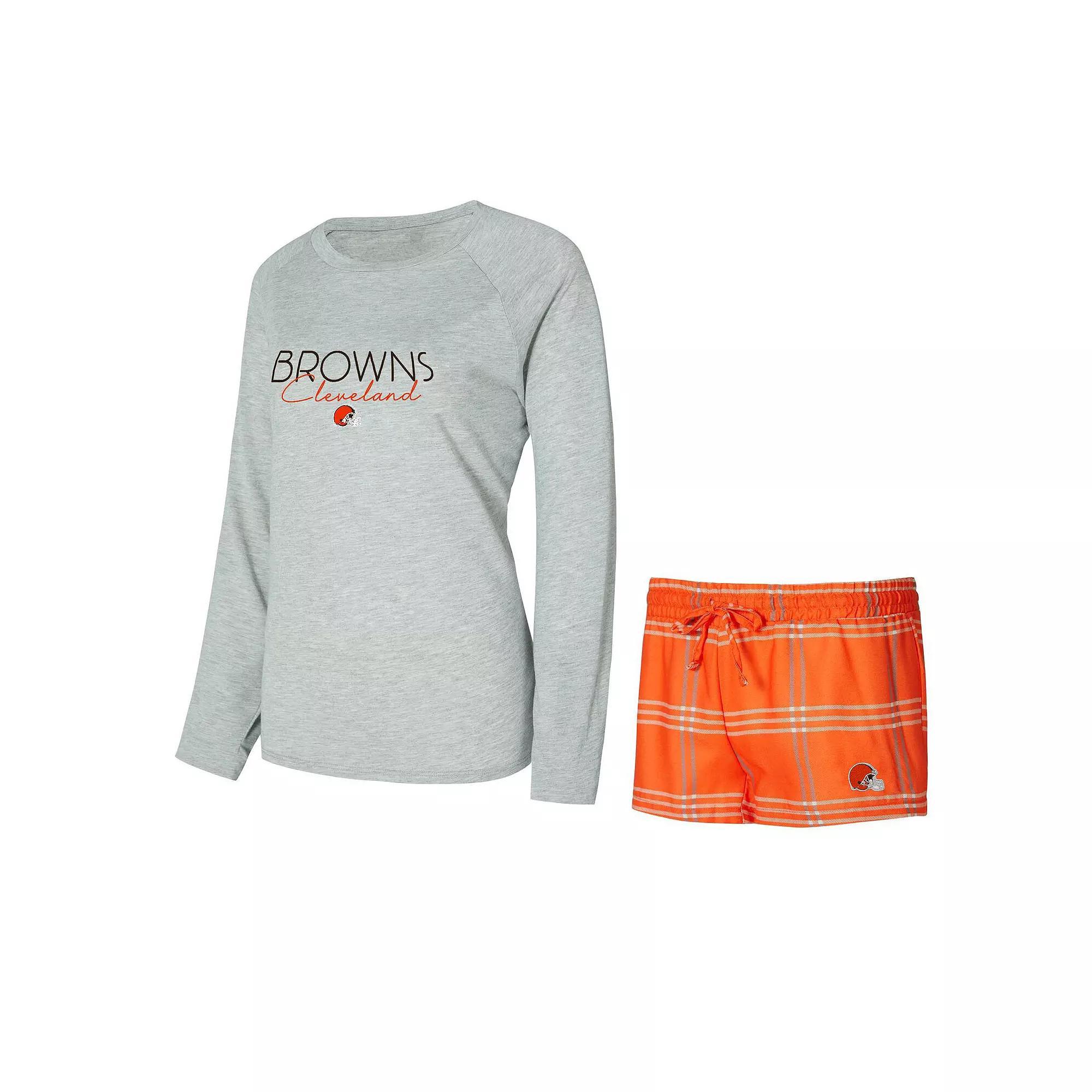 Women's Concepts Sport Cleveland Browns Petition Raglan Long Sleeve T-Shirt & Shorts Set,  Product Image
