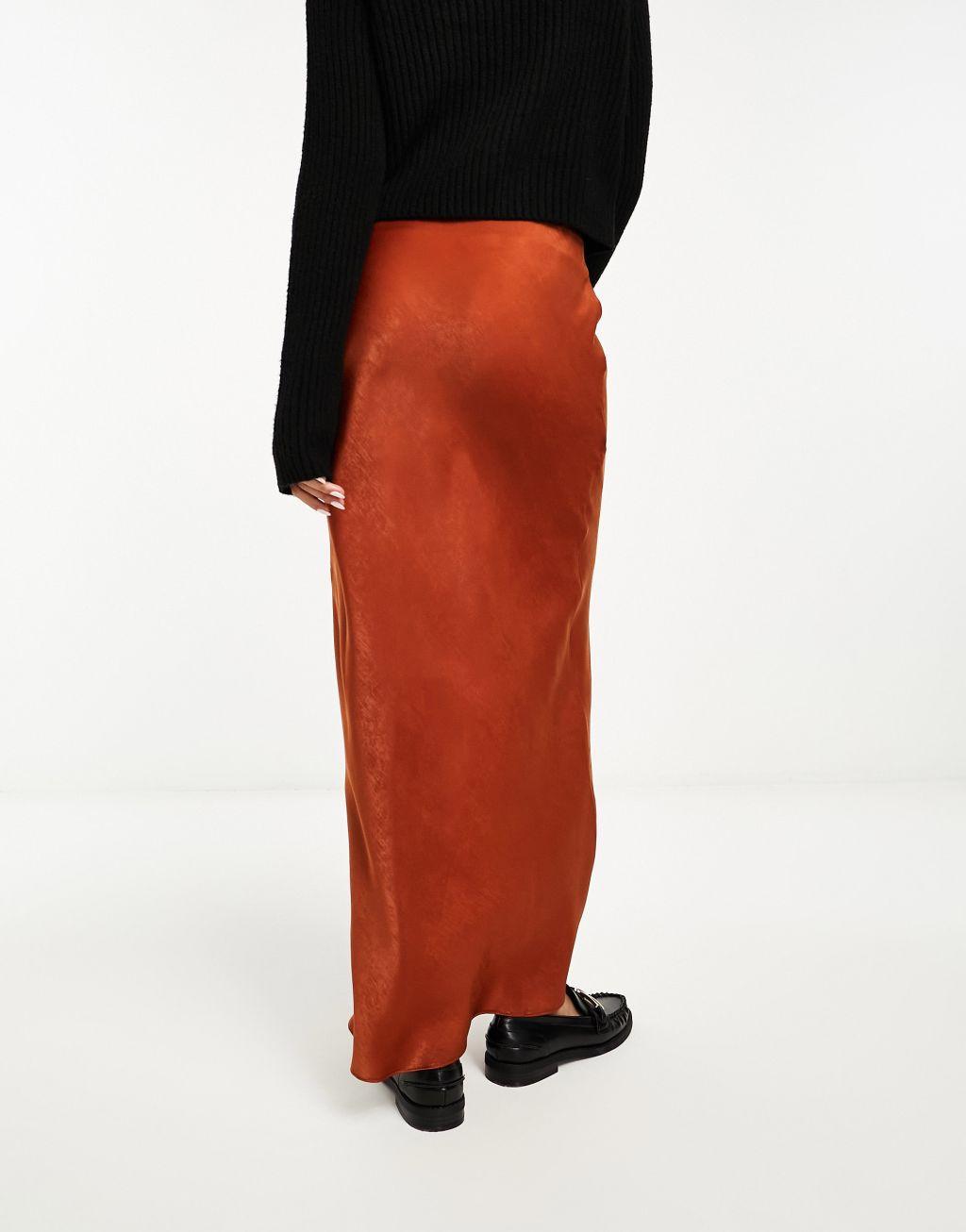 ASOS DESIGN satin bias maxi skirt Product Image