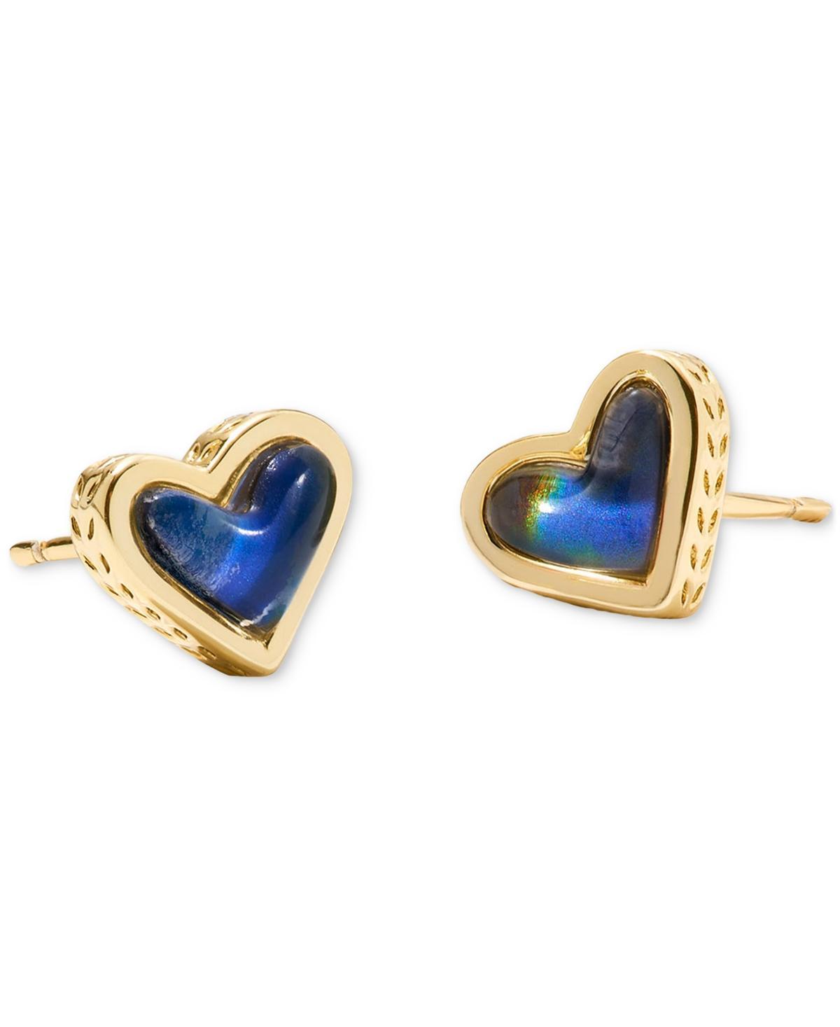 Kendra Scott Framed Ari Heart Gold Drusy Stud Earrings Product Image