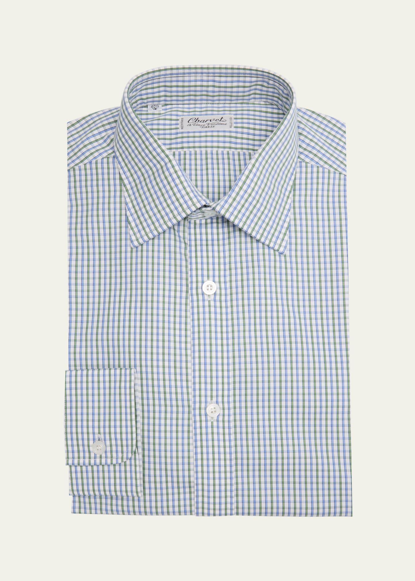 Men's Cotton Check-Print Dress Shirt Product Image