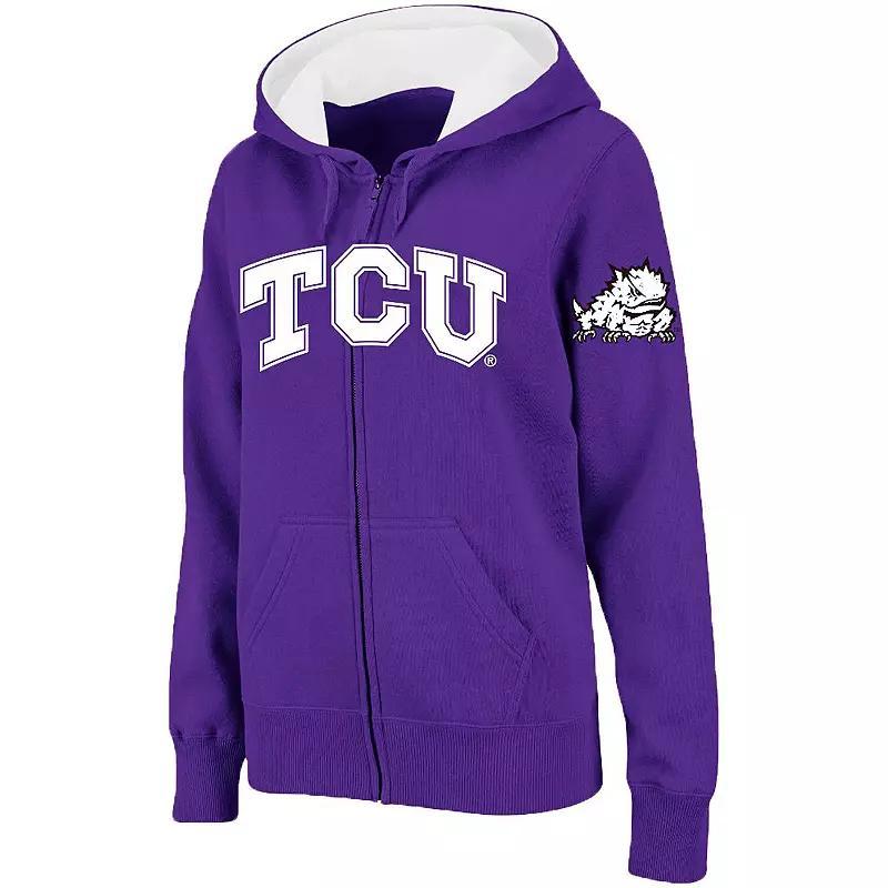 Women's Stadium Athletic Purple TCU Horned Frogs Arched Name Full-Zip Hoodie, Size: 2XL Product Image