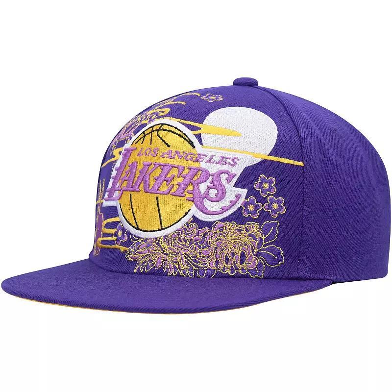 Mens Mitchell & Ness Los Angeles Lakers Hardwood Classics Asian Heritage Scenic Snapback Hat Product Image