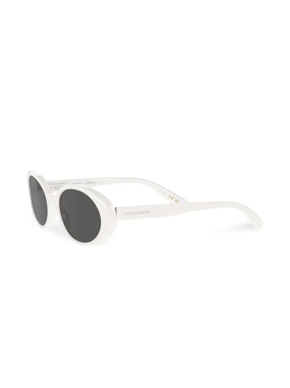 DOLCE & GABBANA Re-edition Dna Oval-frame Sunglasses In White Product Image