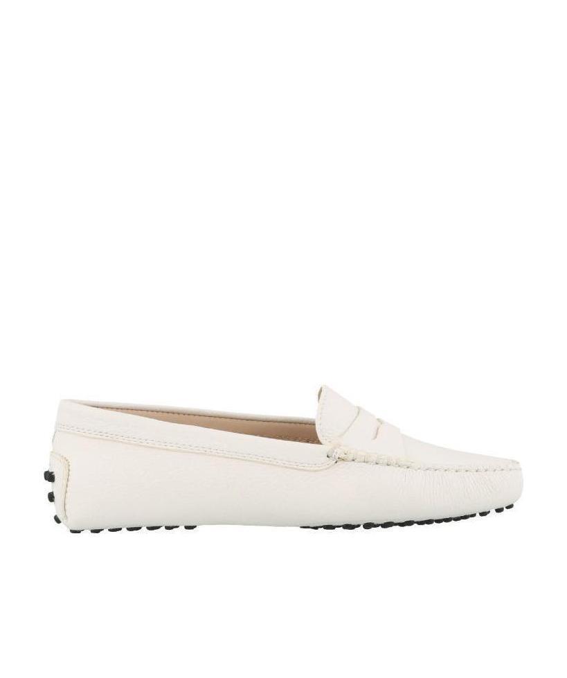 TOD'S Gommino Leather Loafers In White Product Image