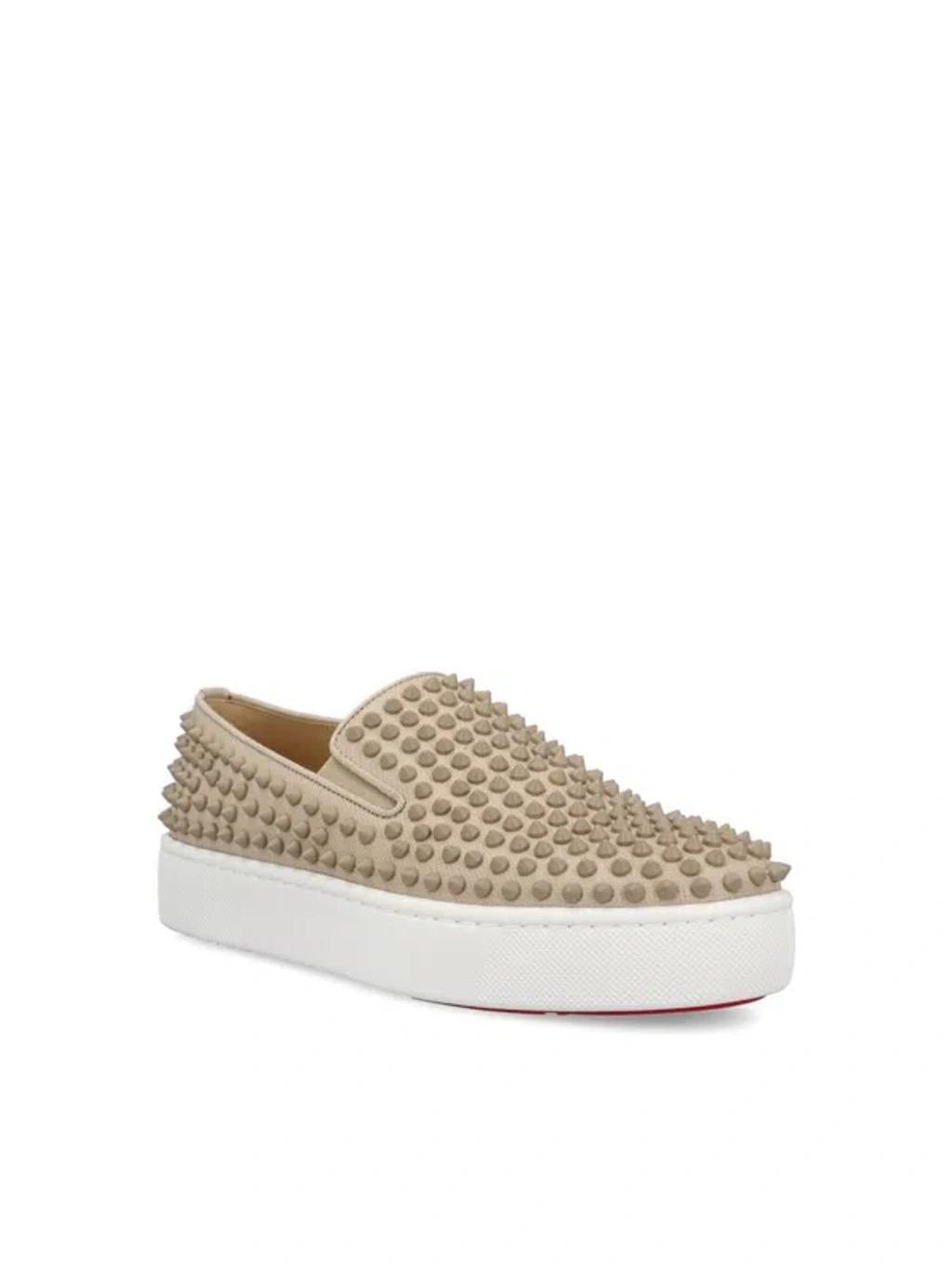 CHRISTIAN LOUBOUTIN Spikeboat Slip-on Sneaker In Beige Product Image