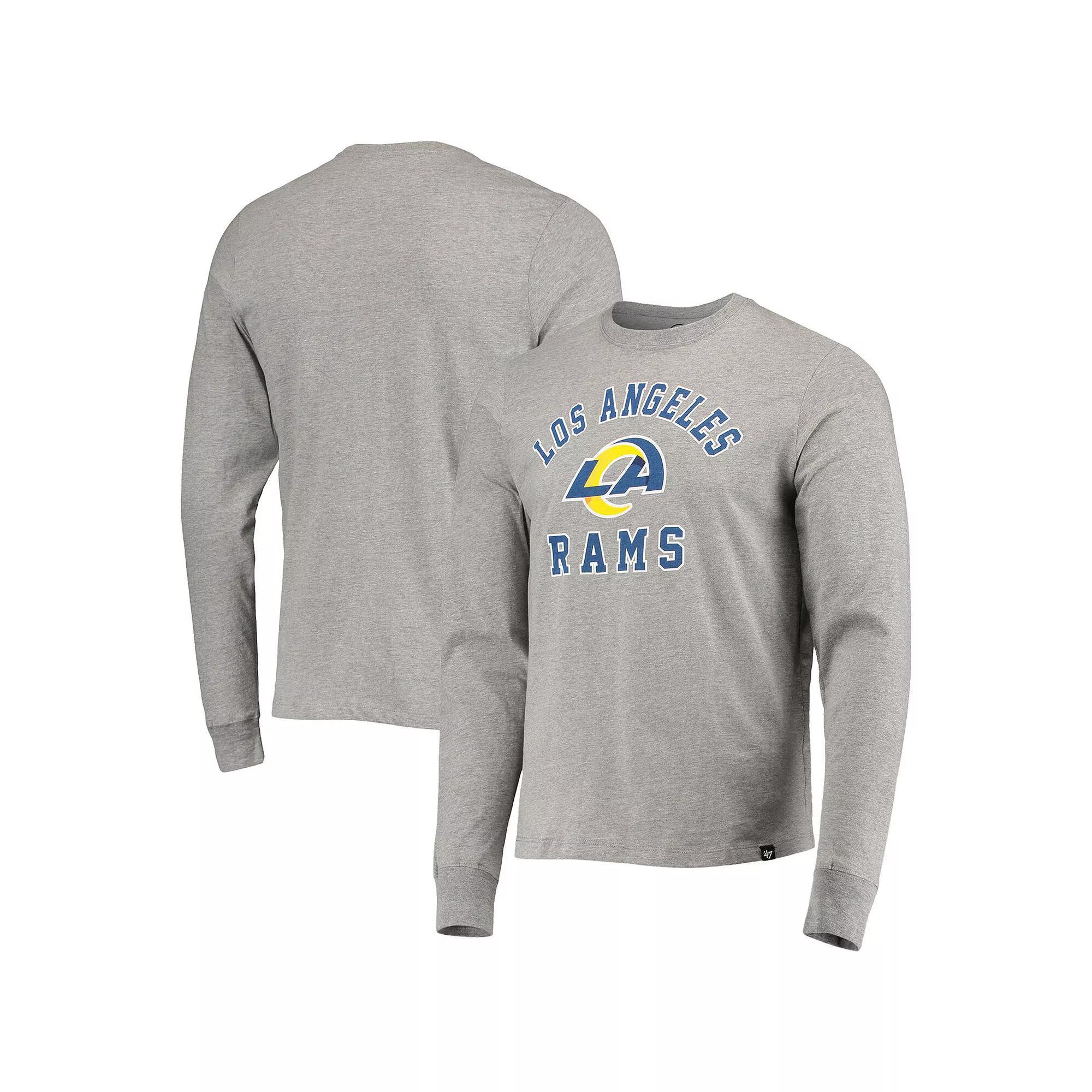 Men's '47 Heathered Gray Los Angeles Rams Arch Super Rival Long Sleeve T-Shirt, Size: Medium, Grey Product Image