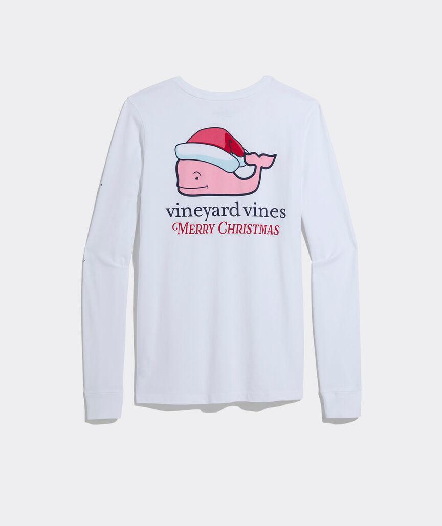 Women's Santa Whale Long-Sleeve Pocket Tee Product Image