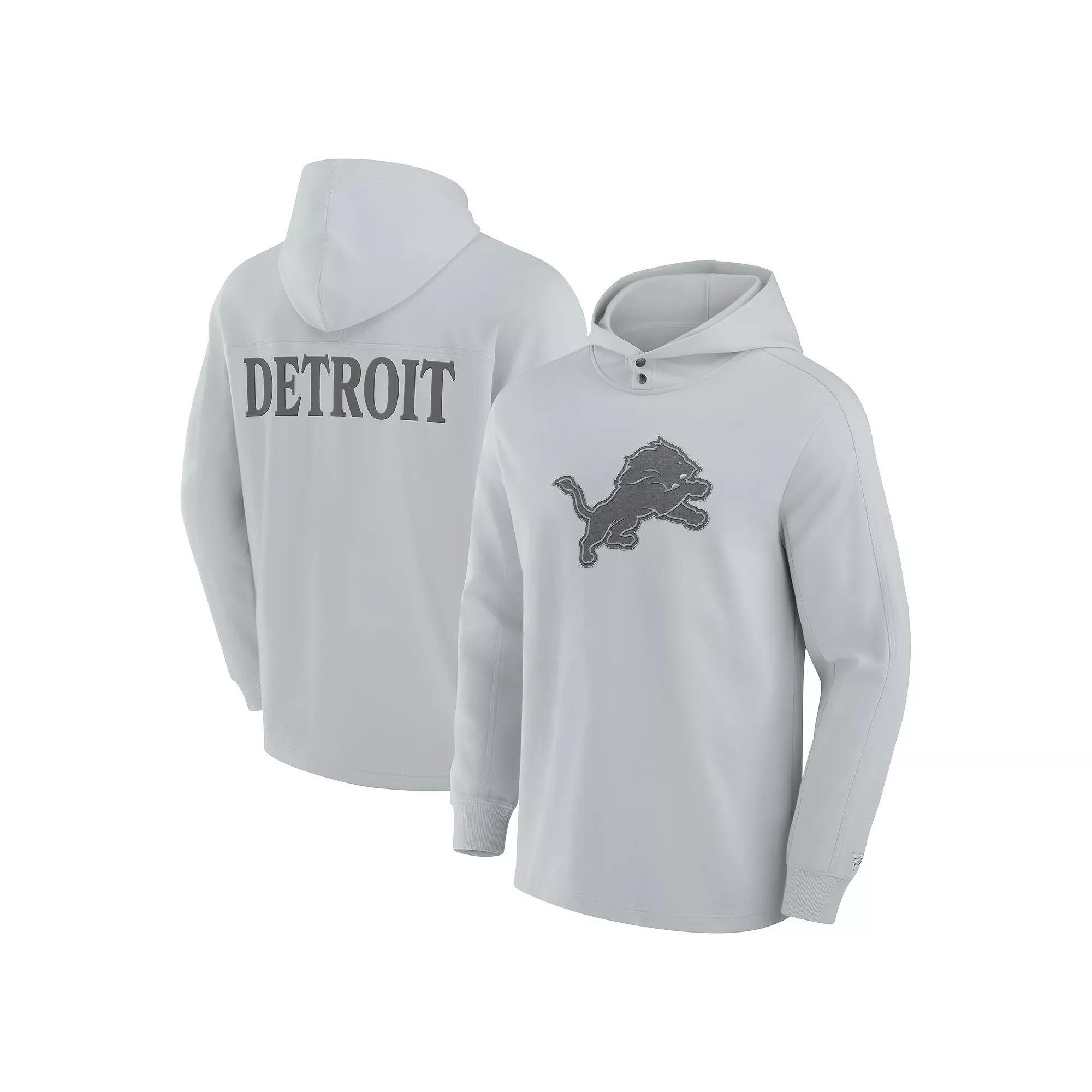 Men's Fanatics Gray Detroit Lions Elements Blaze Tri-Blend Long Sleeve Hoodie T-Shirt, Size: Small, Grey Product Image