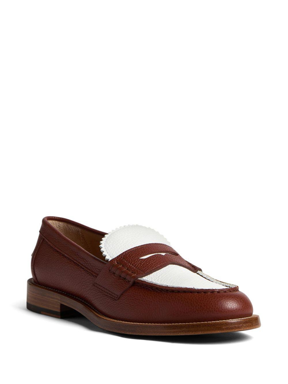 DSQUARED2 Colour-block Leather Loafers In Brown Product Image