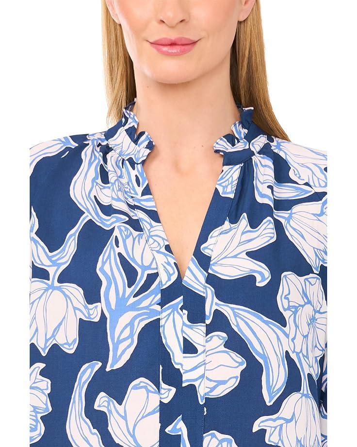 Embrodiery Short Sleeve Open Tie Front Top Product Image