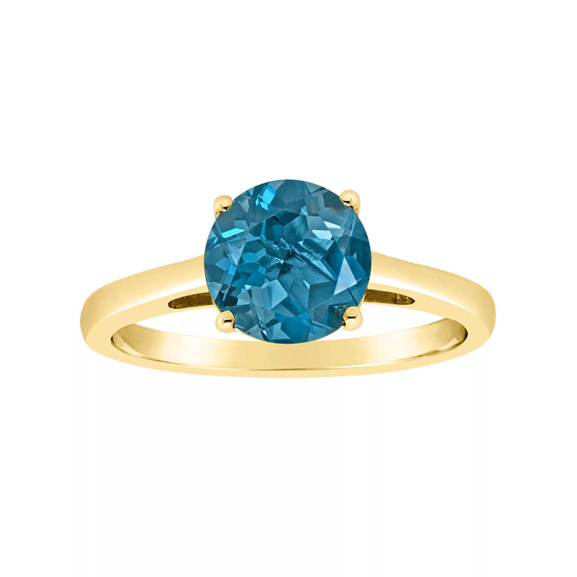 Alyson Layne 14k Gold Round London Blue Topaz Solitaire Ring, Women's, Size: 5 Product Image