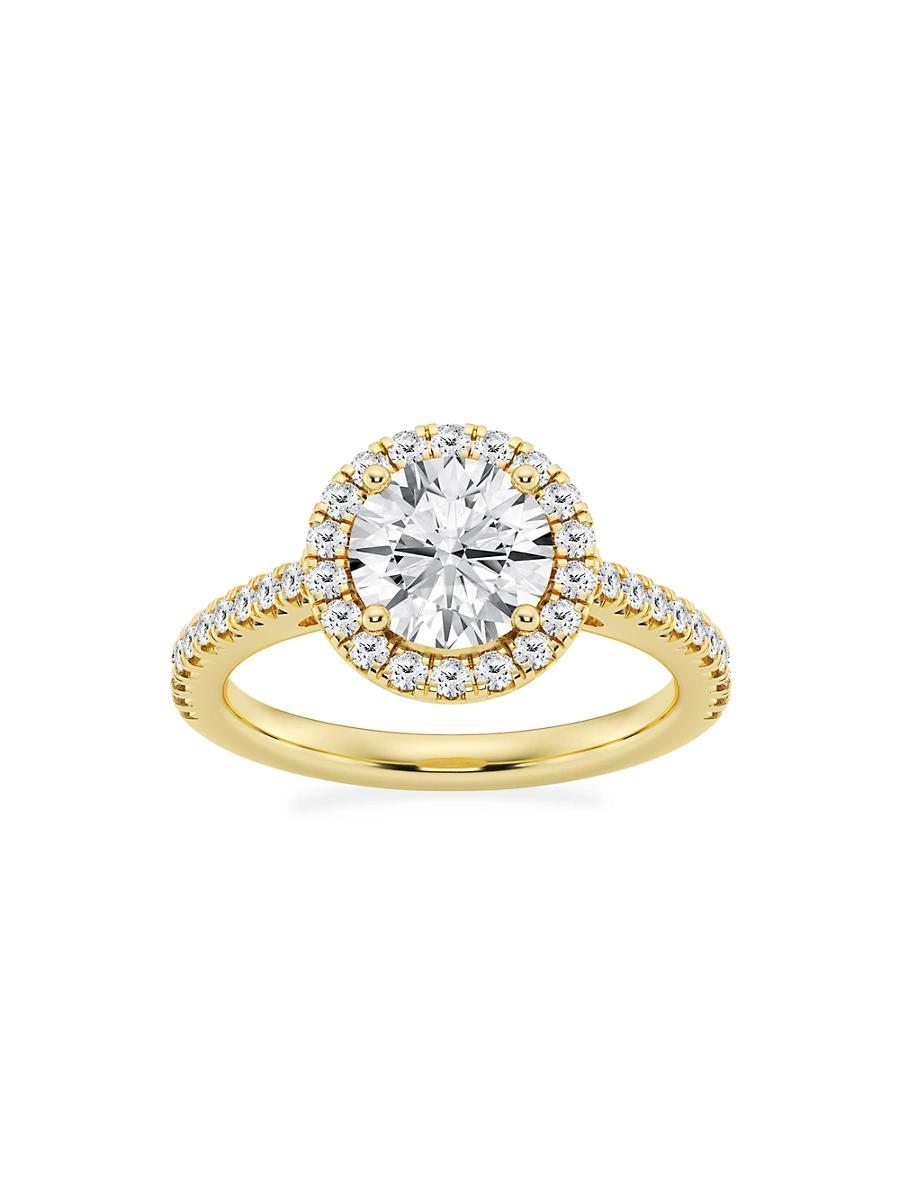 Womens 14K Yellow Gold & Round Lab-Grown Diamond Halo Ring/1.30-3.60 TCW Product Image