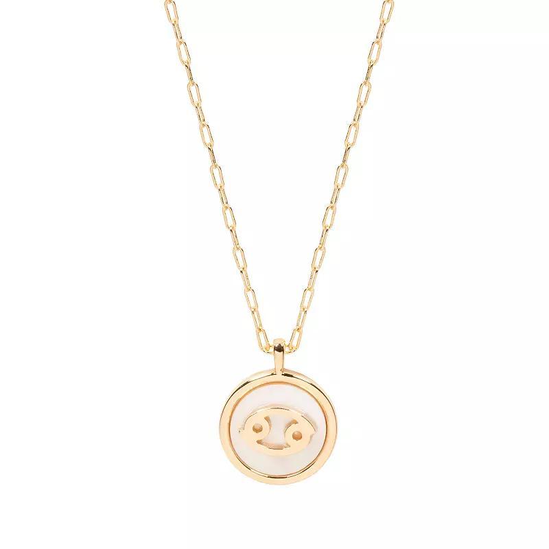 LC Lauren Conrad Gold Tone Zodiac Sign Simulated Mother-of-Pearl Pendant Necklace, Womens, Cancer Product Image