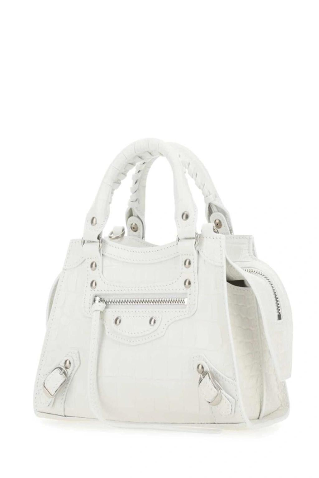 BALENCIAGA Mini Leather Handbag In Classic Style In White Product Image