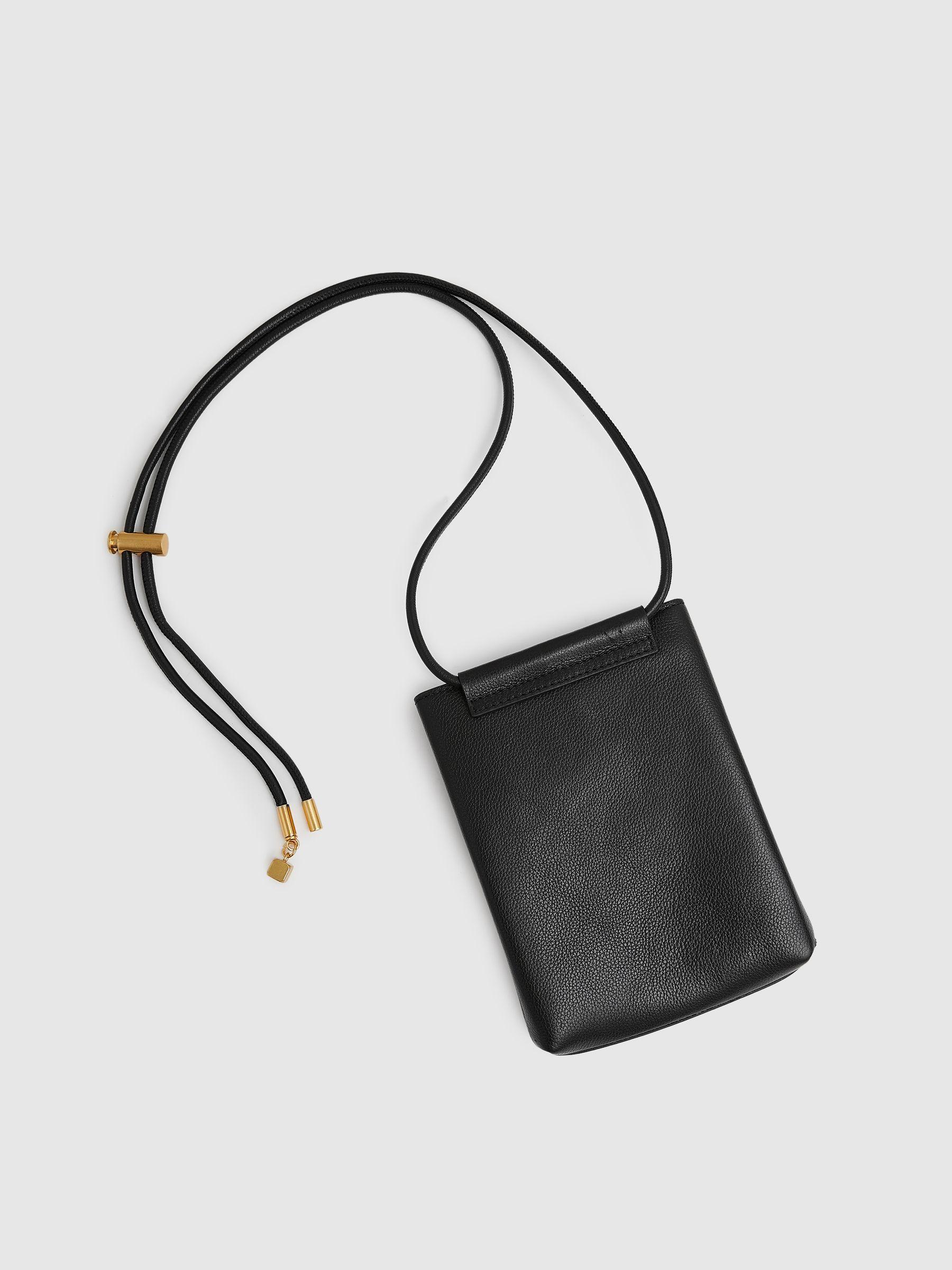 Leather Phone Holder in Black Product Image