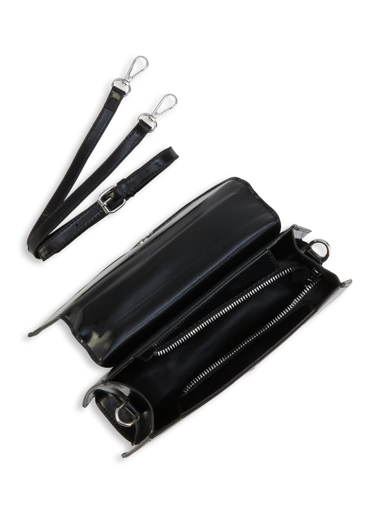 Asymmetrical Metallic Handle Crossbody Clutch Bag Female Product Image