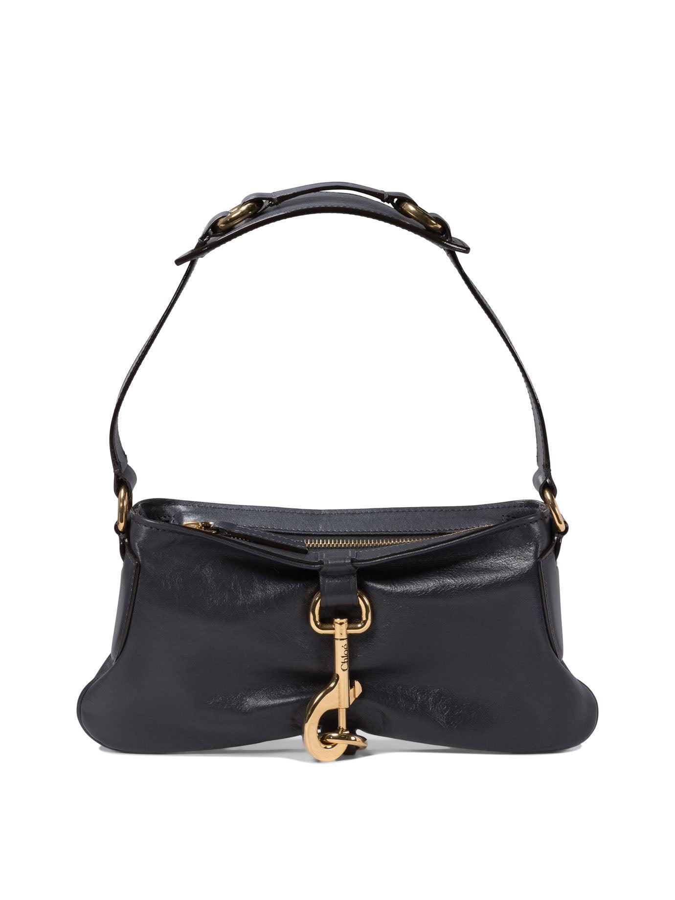 CHLOÉ Leather Shoulder Bag Gold Hardware In Black Product Image