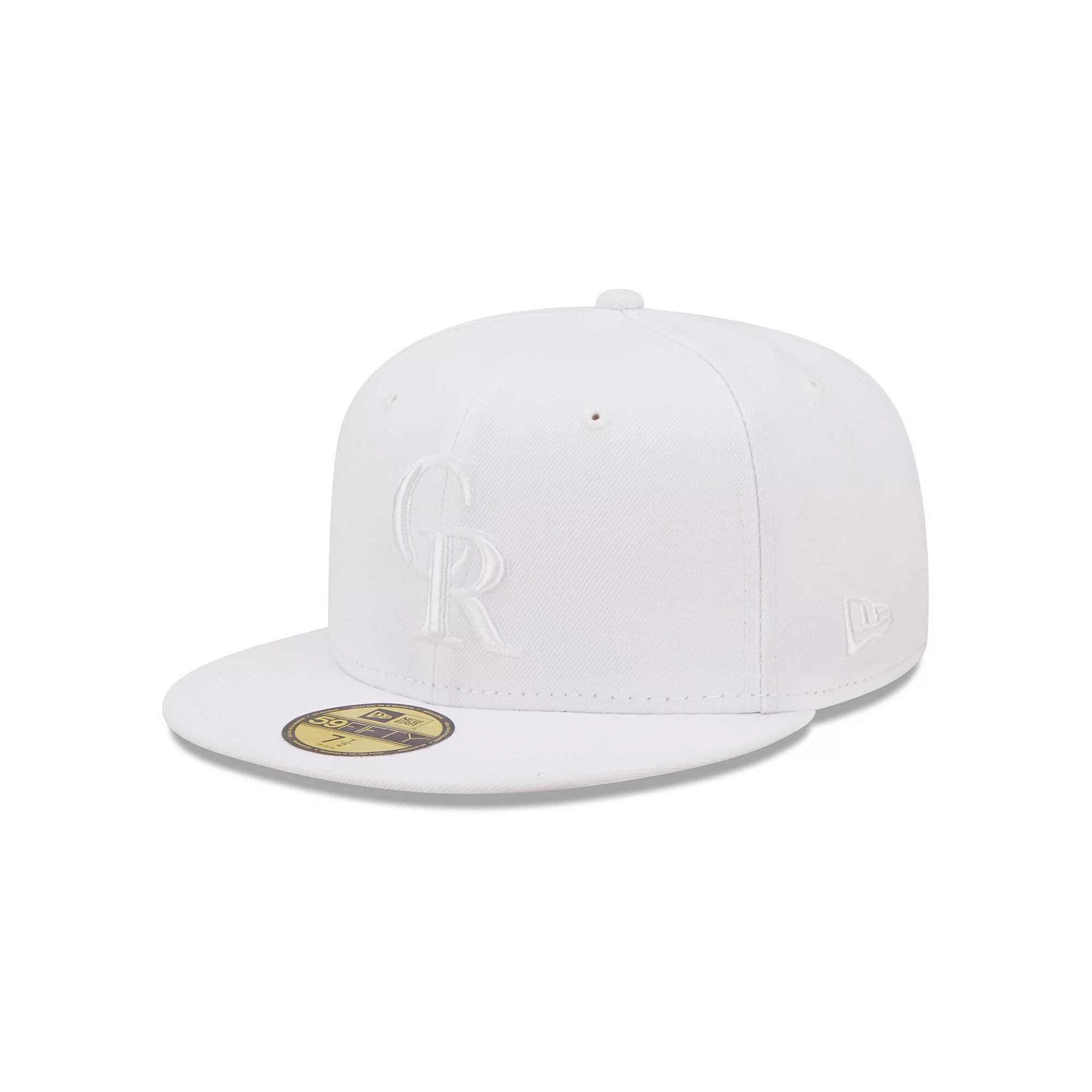 Men's New Era Colorado Rockies White on White 59FIFTY Fitted Hat, Size: 7 3/4 Product Image