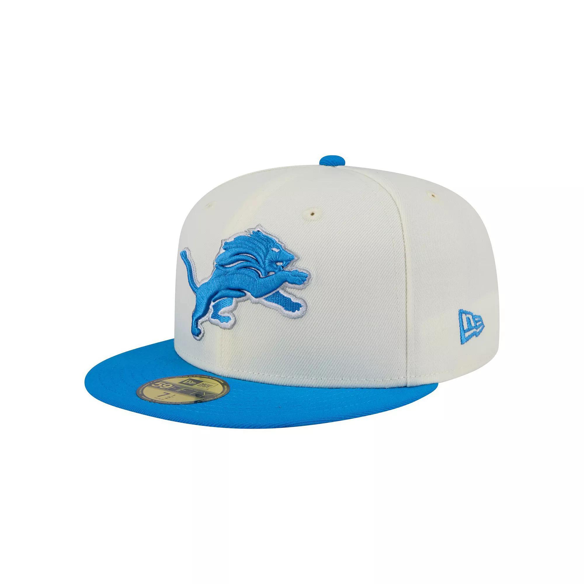 Men's New Era  White/Blue Detroit Lions Main 59FIFTY Fitted Hat, Size: 7 3/4 Product Image