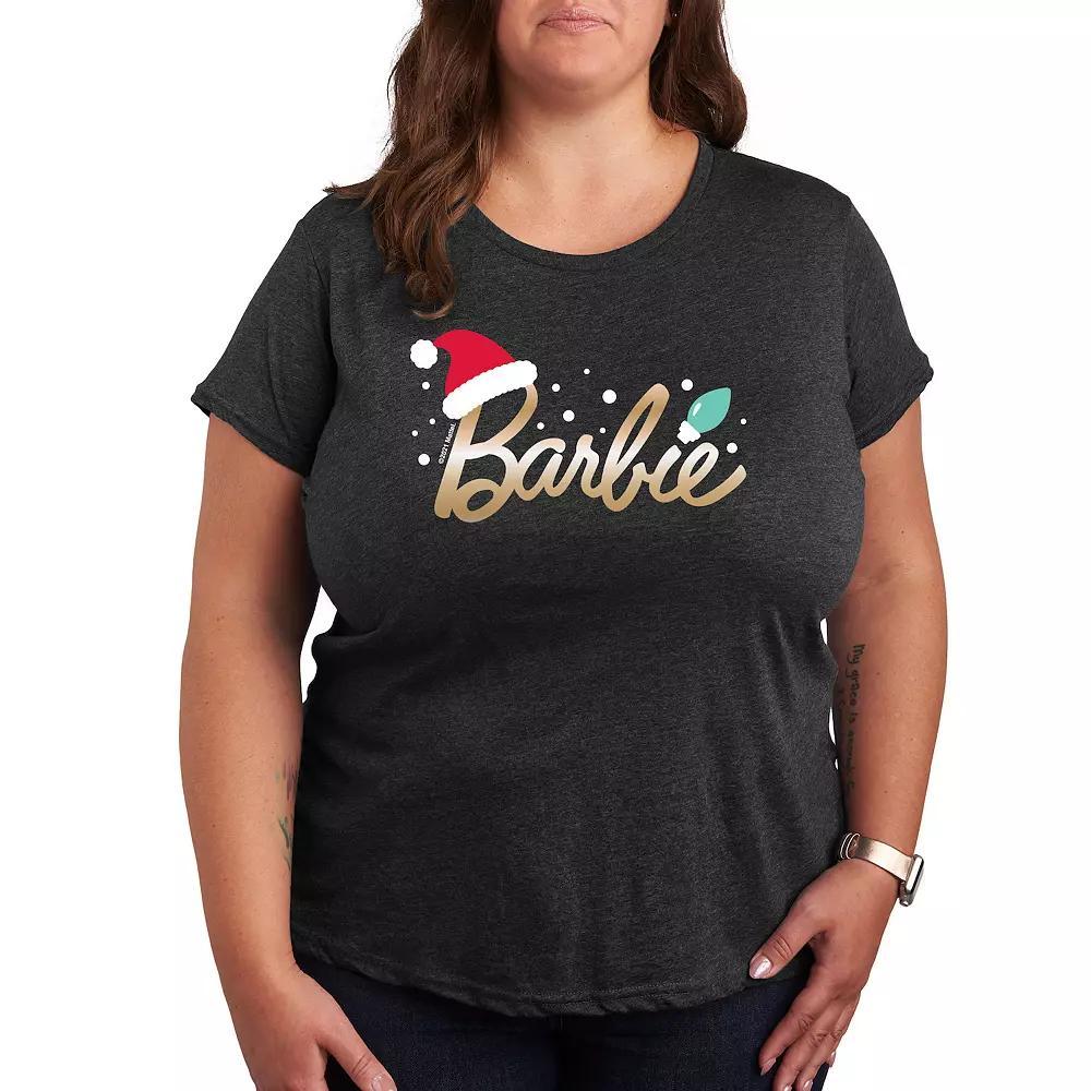 Plus Barbie® Logo Santa Hat Graphic Tee, Women's,  Product Image