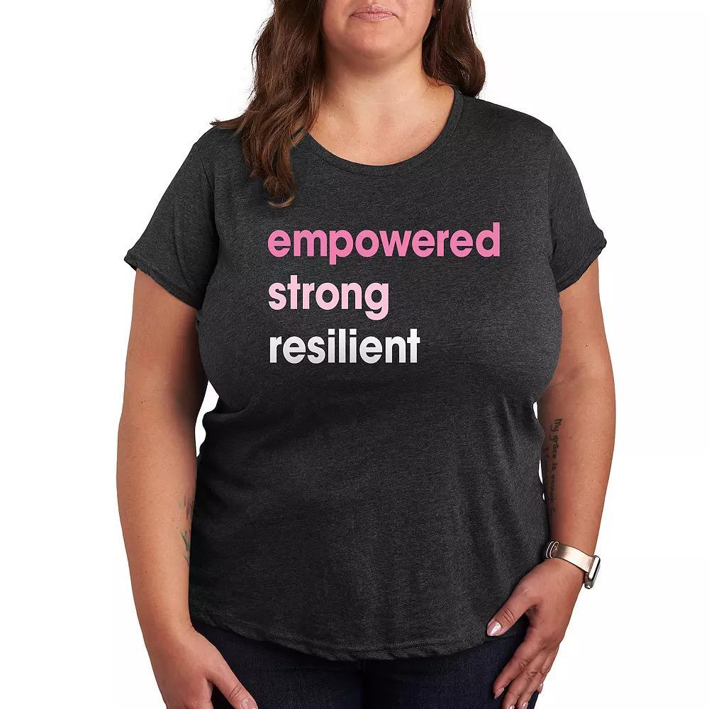 Plus Empowered Strong Resilient Graphic Tee, Women's, Size: 1XL, Heather Grey Product Image