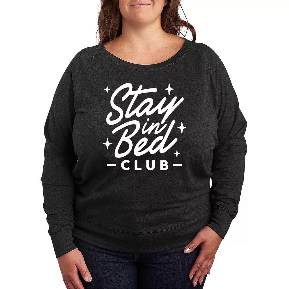 Plus Size Stay In Bed Club French Terry Long Sleeve Tee, Women's, Size: 3XL, Heather Grey Product Image