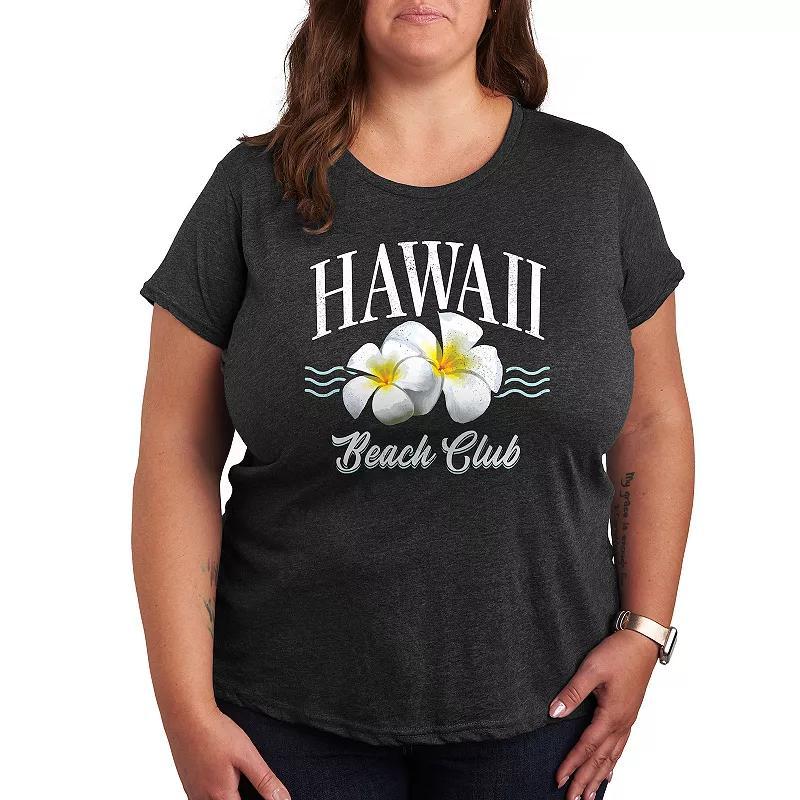 Plus Hawaii Beach Club Graphic Tee, Women's, Size: 2XL, Grey Blue Product Image