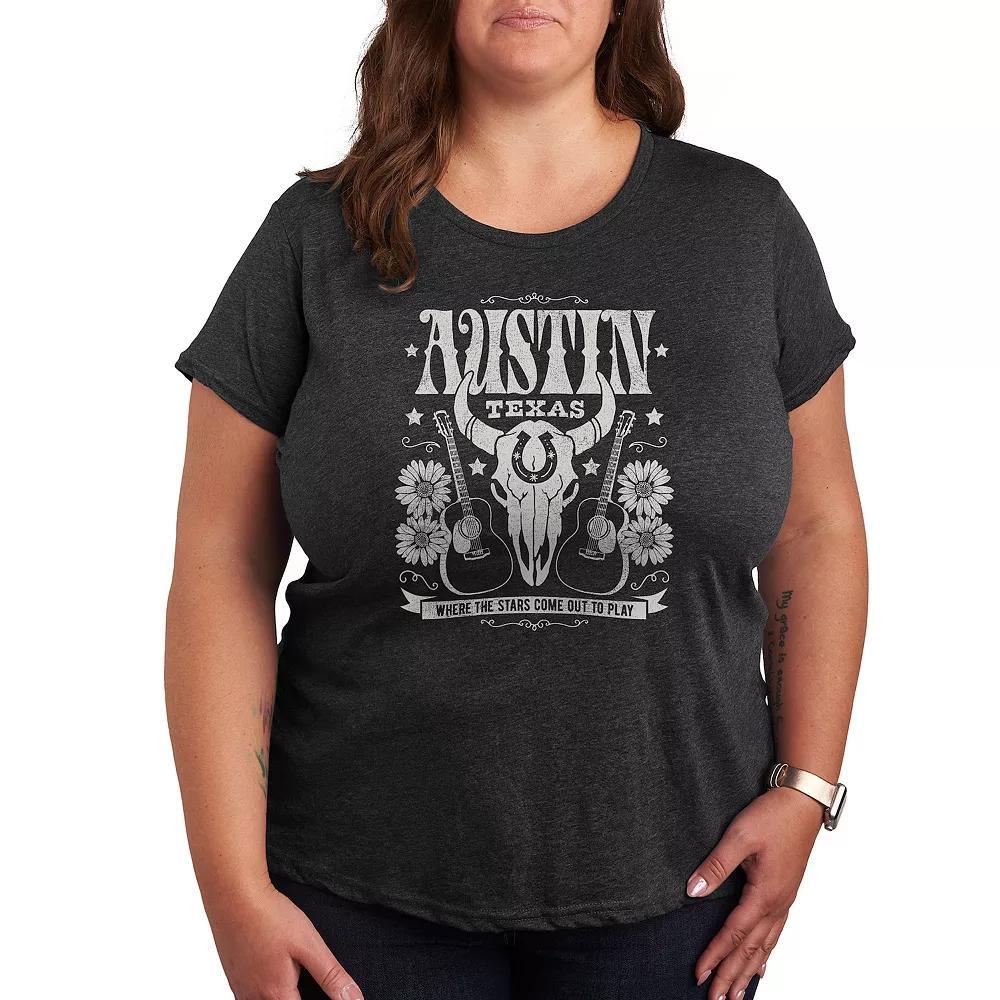 Plus Size Austin Texas Graphic Tee, Women's, Size: 2XL, Heather Grey Product Image