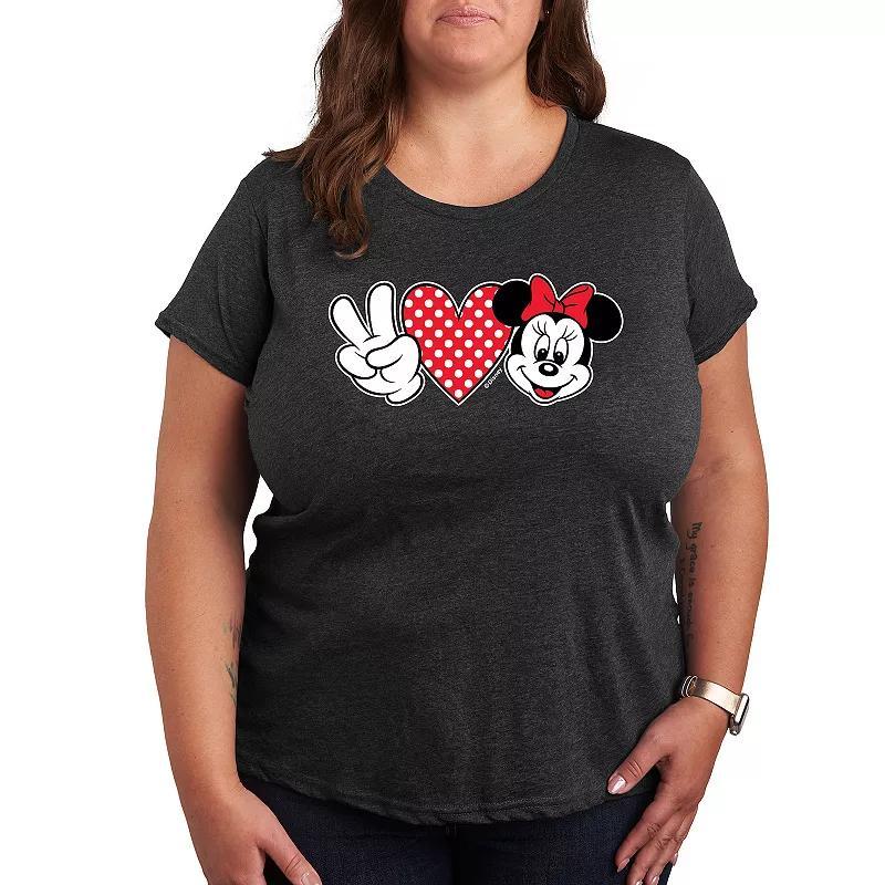 Disney's Minnie Mouse Plus Peace Love Graphic Tee, Women's, Size: 1XL, Grey Royal Blue Product Image