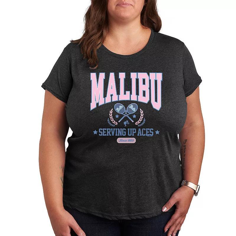 Plus Barbie® Malibu Varsity Graphic Tee, Women's, Size: 3XL, Heather Grey Product Image