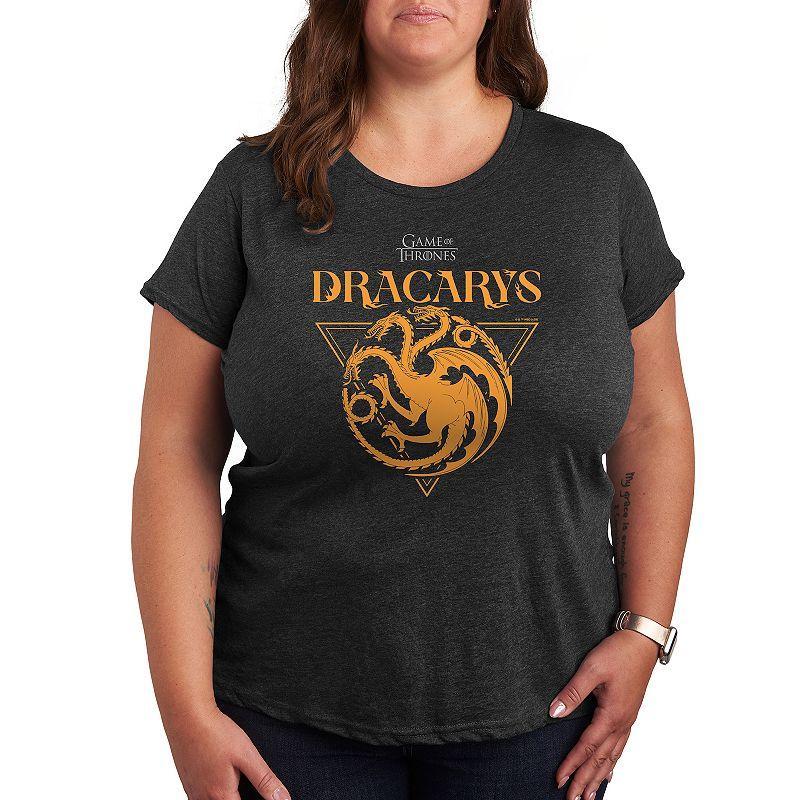 Plus Game of Thrones Dracarys Graphic Tee, Womens Heather Grey Product Image