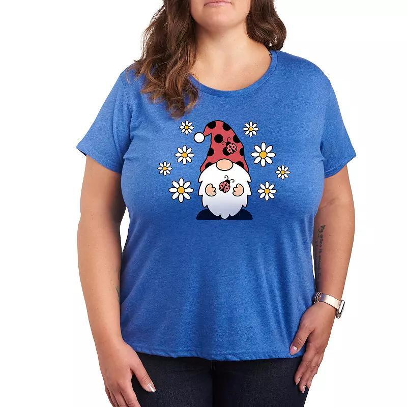Plus Ladybug Gnome Graphic Tee, Womens Grey Gray Product Image