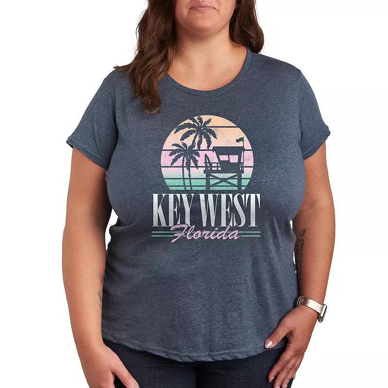 Plus Key West Graphic Tee, Women's, Size: 3XL, Grey Blue Product Image