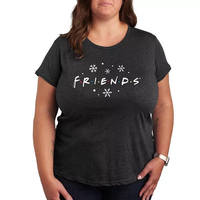 Plus Friends Logo Snowflakes Graphic Tee, Women's, Size: 2XL, Heather Grey Product Image