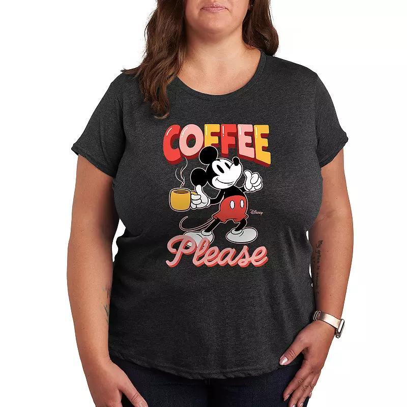 Disney's Mickey Mouse Plus Coffee Please Graphic Tee, Women's, Size: 1XL, Grey Gray Product Image