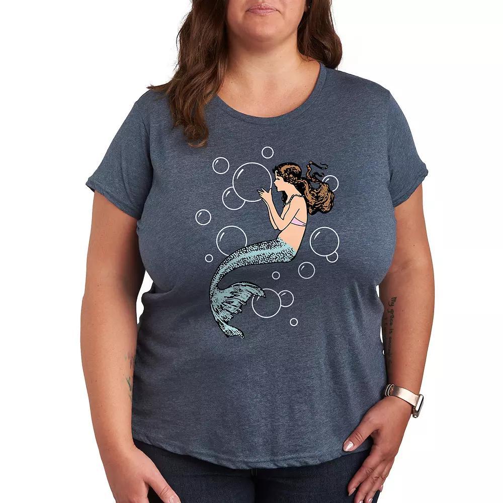 Plus Mermaid Holding Bubbles Graphic Tee, Women's,  Product Image