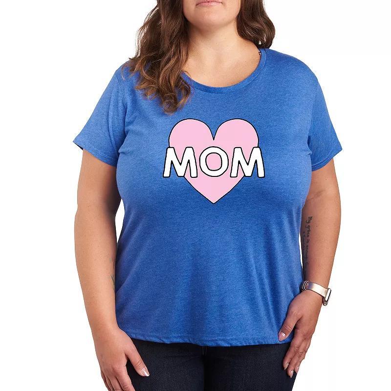 Plus Mom Heart Graphic Tee, Womens Grey Red Product Image