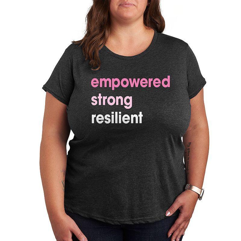 Plus Empowered Strong Resilient Graphic Tee, Women's, Size: 1XL, Heather Grey Product Image