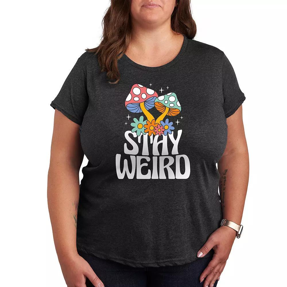 Plus Stay Weird Mushrooms Graphic Tee, Women's,  Product Image